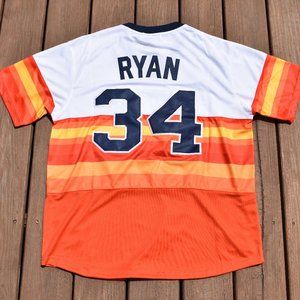 New! Nolan Ryan Astros Orange Rainbow Vintage Baseball Jersey Adult Men's Sizes